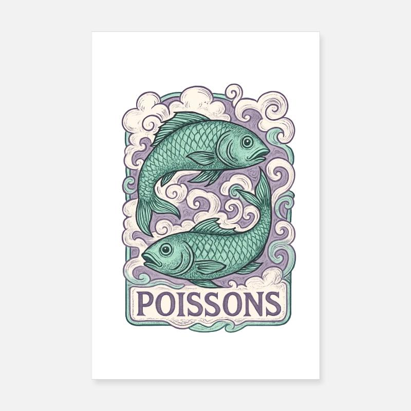 Fische Sternzeichen - Astrologie Poster 20x30 cm