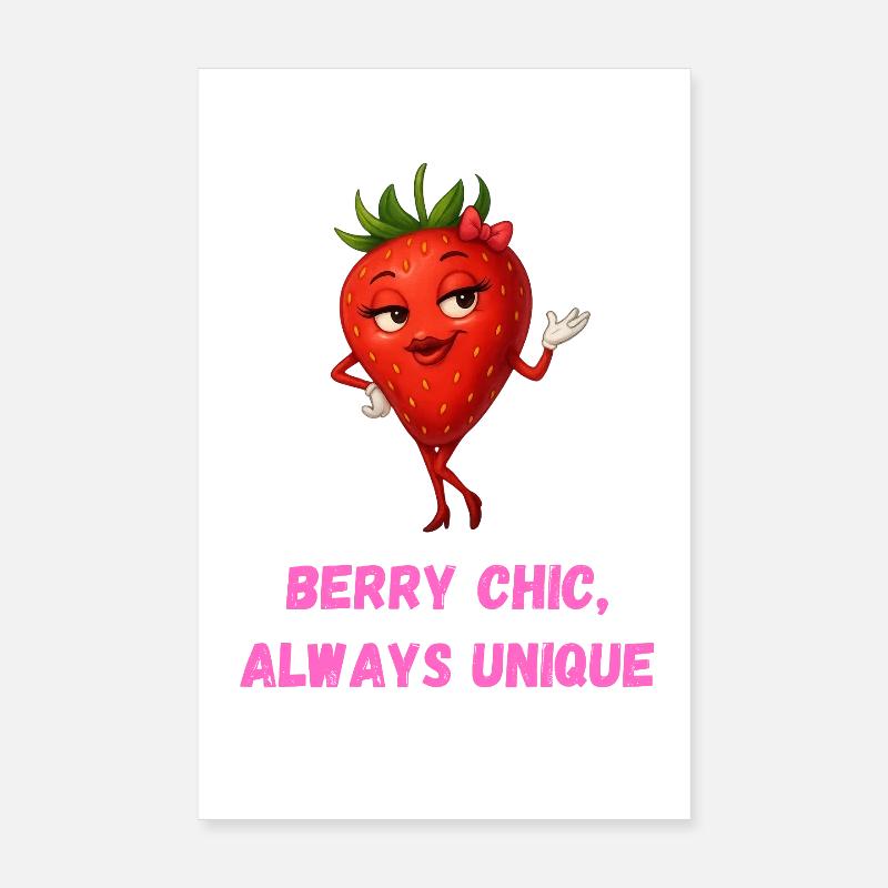 Erdbeere Berry Chic Einzigartig Karikatur  Poster 20x30 cm