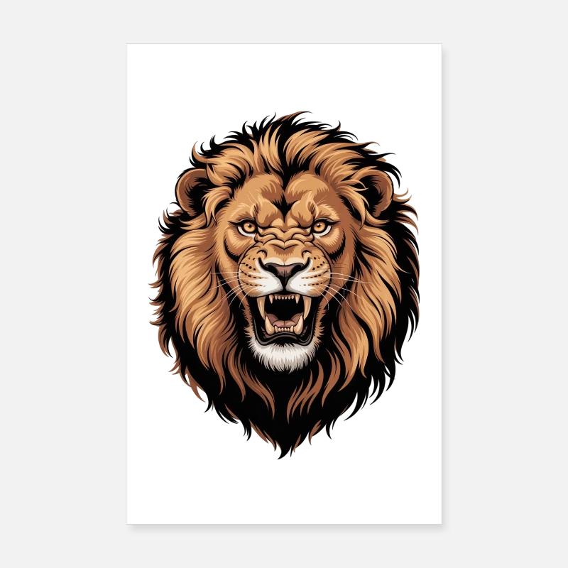 Flammender Vektor Löwe Poster 20x30 cm