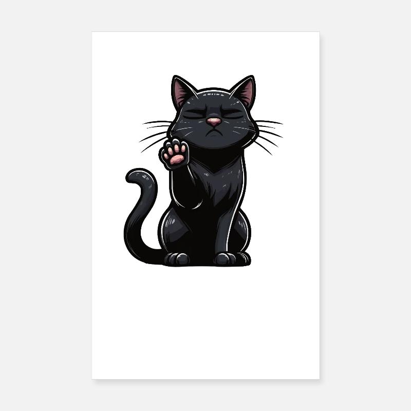 Sprich mit der Pfote Katze Katzen Schwarze Katze  - Poster 20x30 cm - Weiß