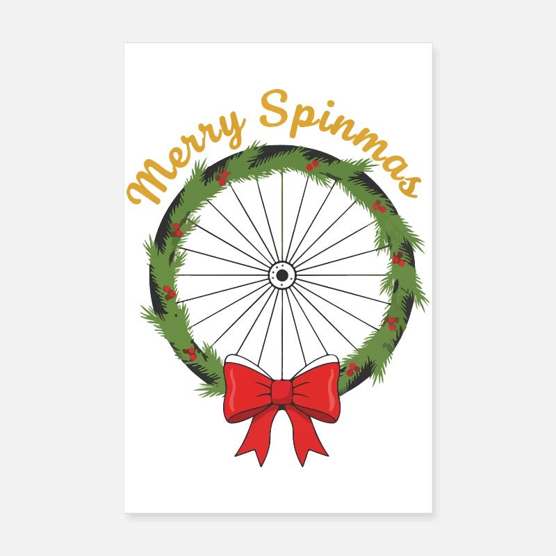 Merry Spinmas Bicycle Wreath Poster 8" x 12" (20x30 cm)