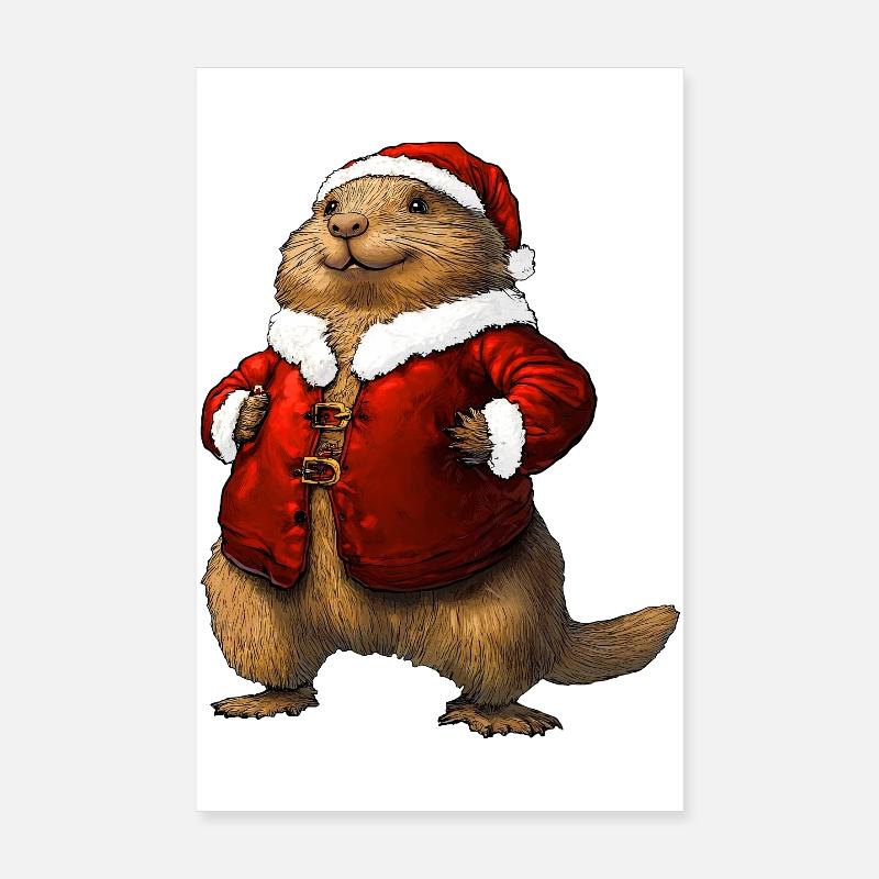 Noël Marmottes / Père Noël Poster 20 x 30 cm