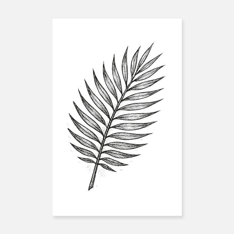 Black Palm Leaf Sketch Poster 8" x 12" (20x30 cm)