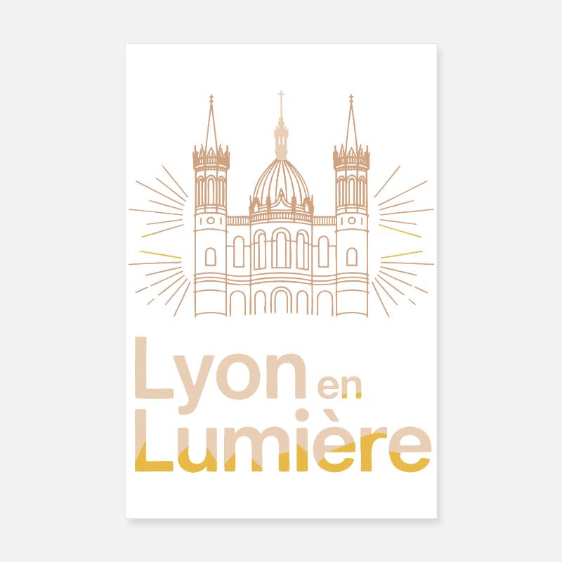 Lyon en lumière: Stylized cathedral Poster 8" x 12" (20x30 cm)