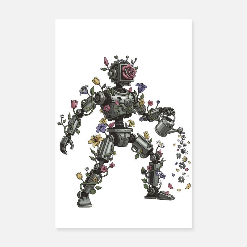 Blooming robot flora art Poster 8" x 12" (20x30 cm)
