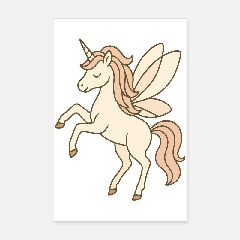 Anmutige Feen-Einhorn mit Pastellflügeln Poster 20x30 cm