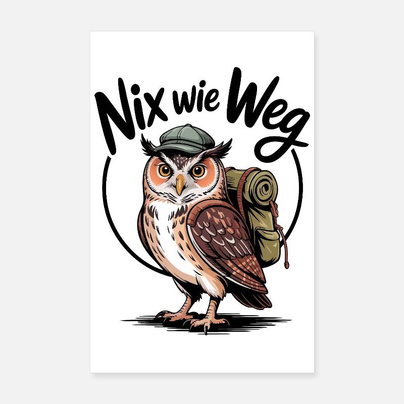 Hibou errant avec sac à dos Poster 20 x 30 cm