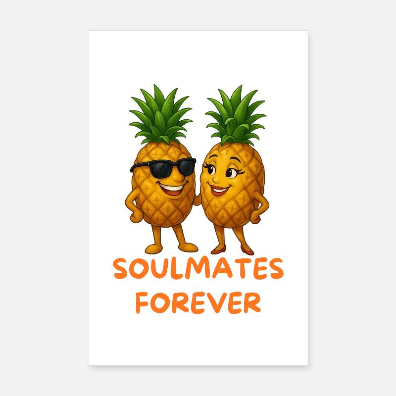 Ananas d’âmes sœurs pour toujours Poster 20 x 30 cm