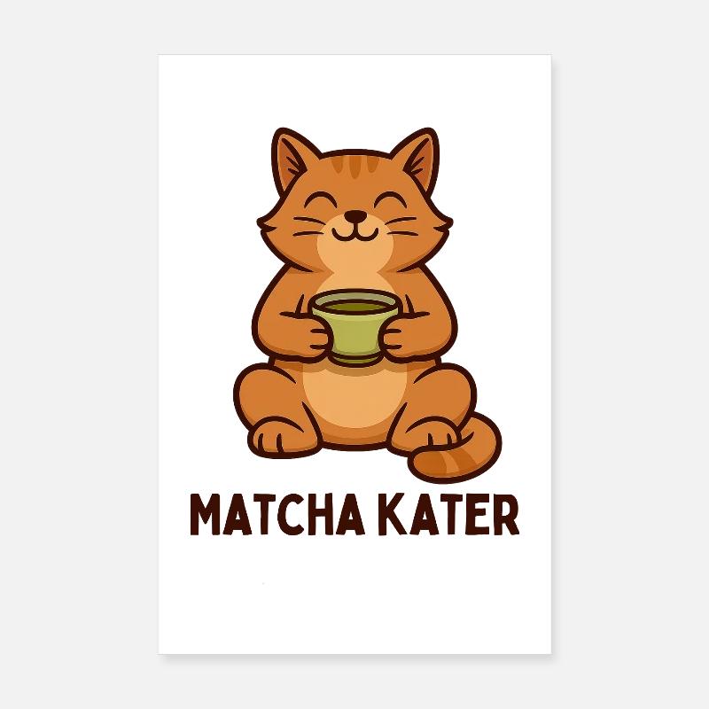 Matcha Kater Teezeit Grafik Poster 20x30 cm