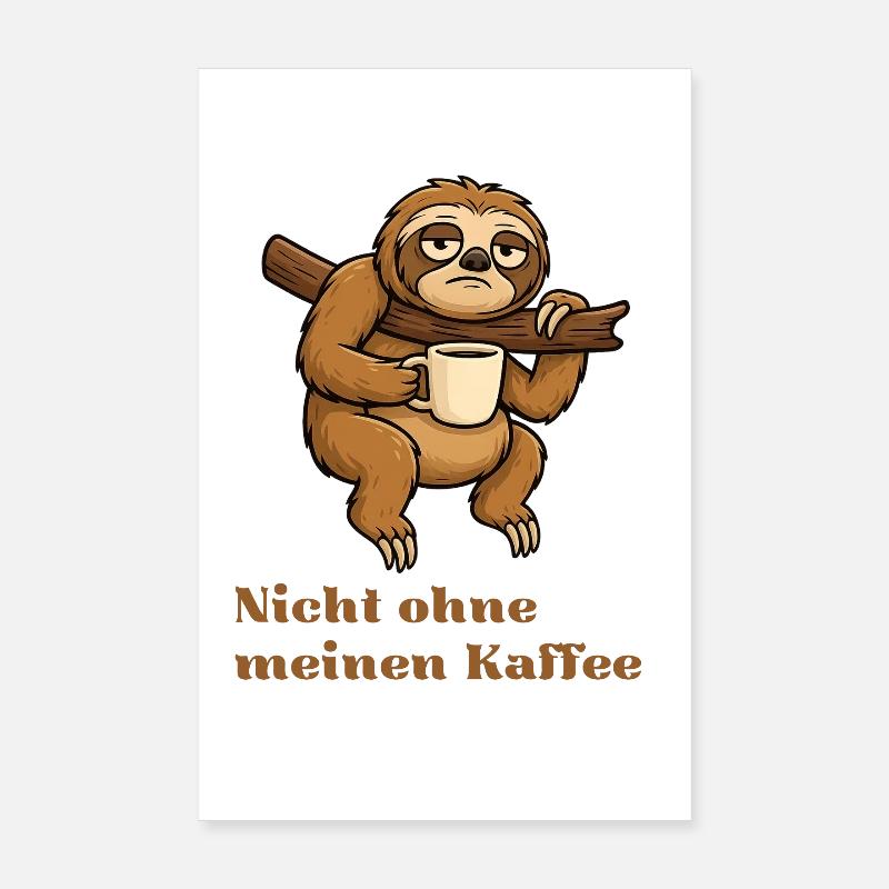 Not without my coffee Sloth Poster 8" x 12" (20x30 cm)