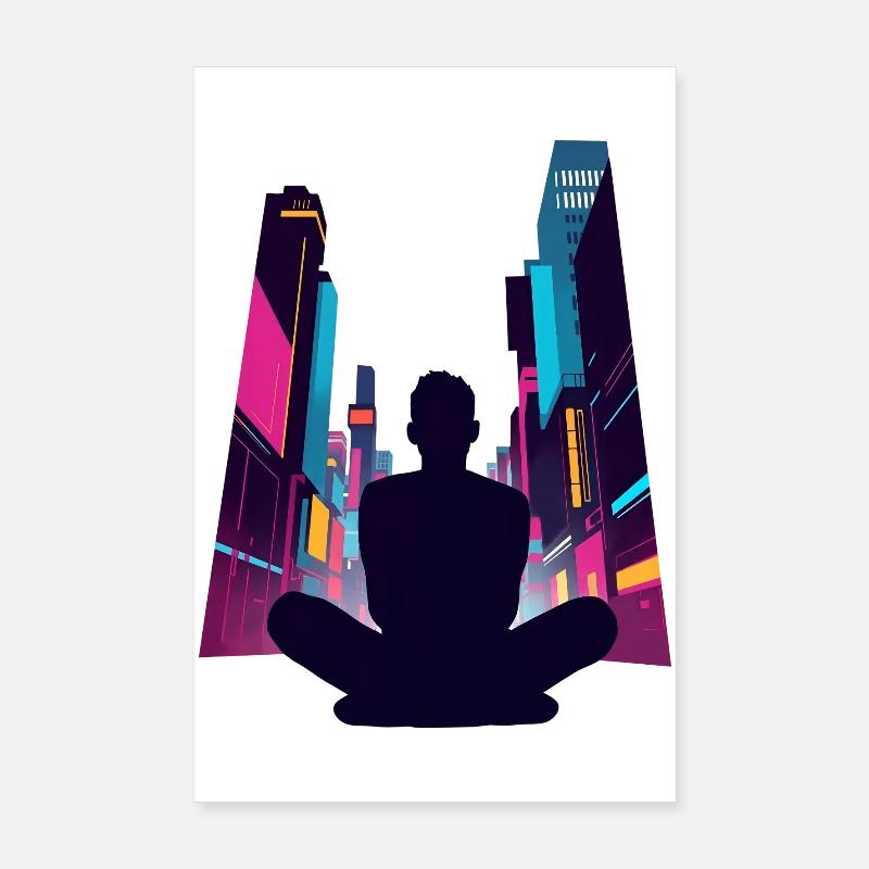 Zen dans la Cité Néon Poster 20 x 30 cm
