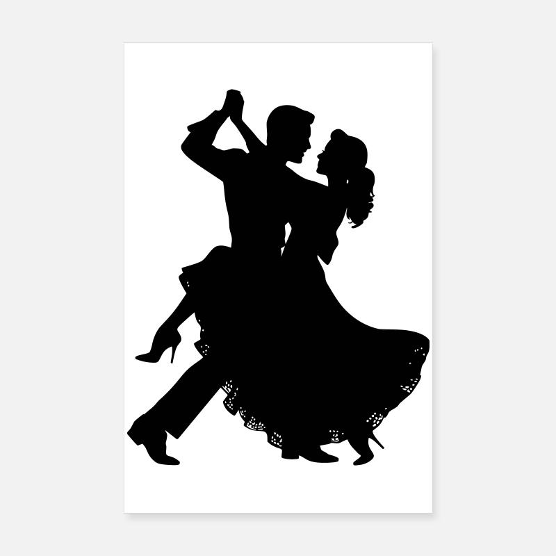 Silhouette du couple dansant | Motif de danse élégante Poster 20 x 30 cm