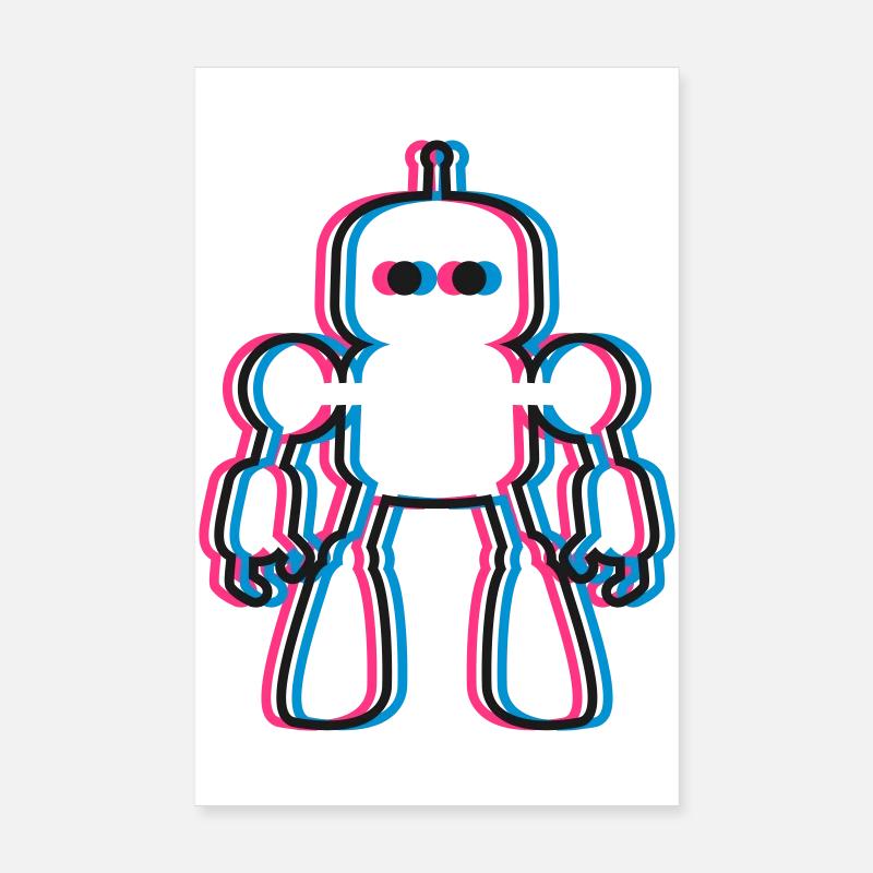 Robot 3D Effect AI Sci-Fi Poster 8" x 12" (20x30 cm)