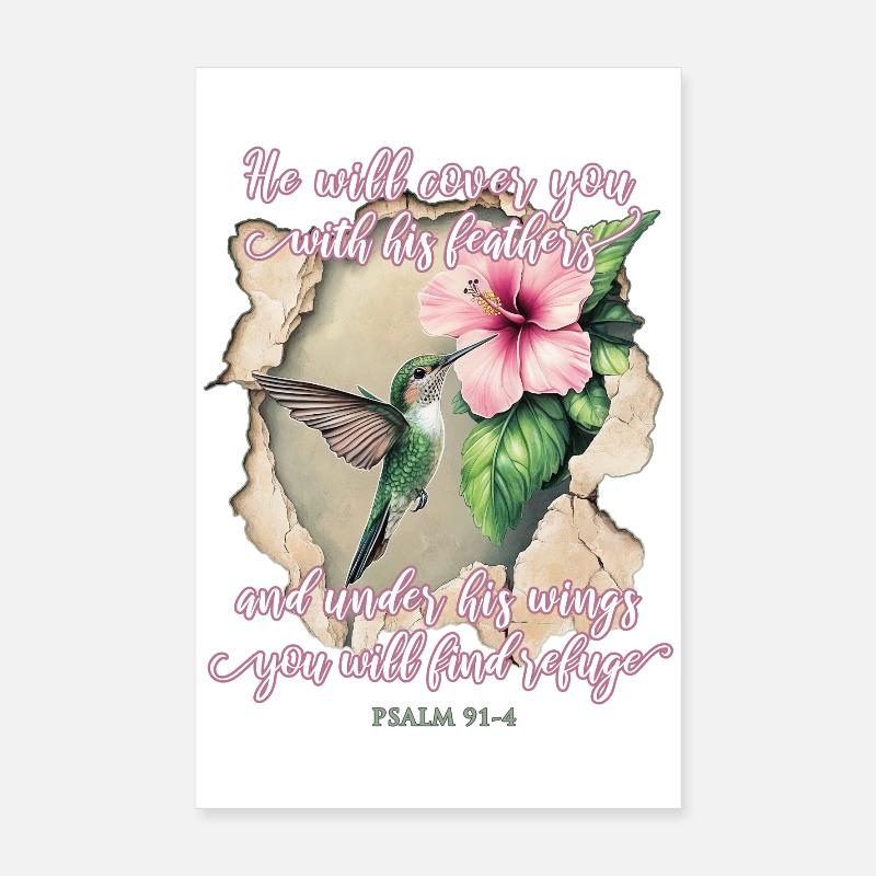 Versets bibliques Colibri chrétiens Poster 20 x 30 cm