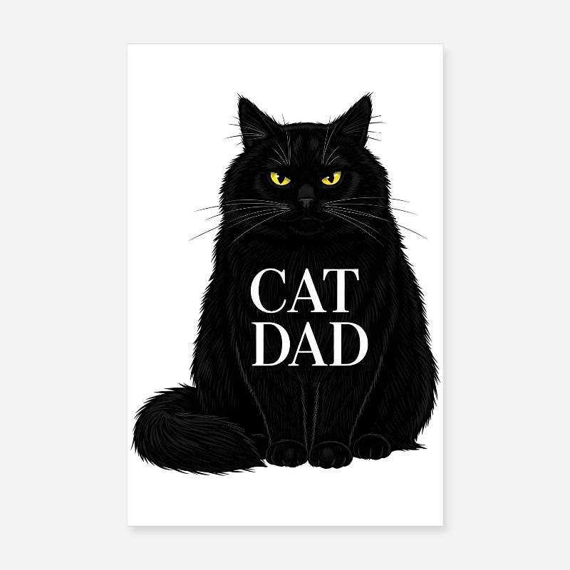 Cat Dad - Design d’illustration de chat noir Poster 20 x 30 cm