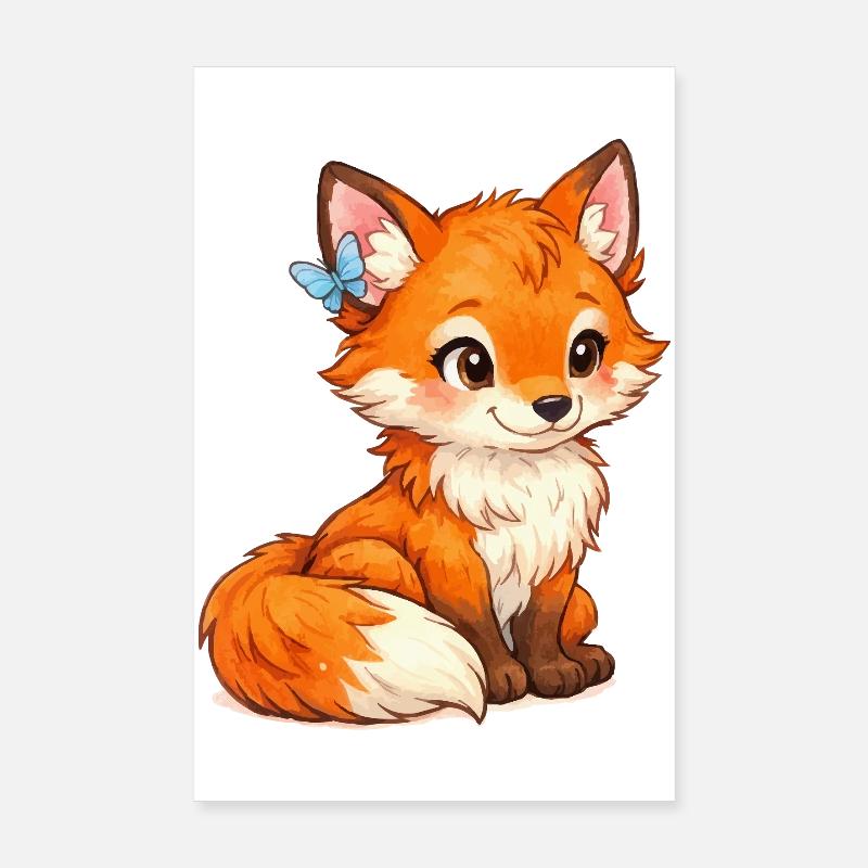 Swift fox with butterfly Poster 8" x 12" (20x30 cm)