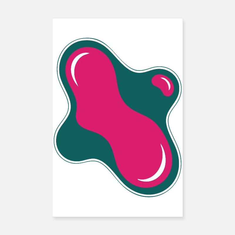 Organic Drop Rose on Turquoise - Poster 8" x 12" (20x30 cm) - white