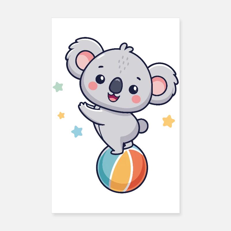 Koala juggler on colorful balloon Poster 8" x 12" (20x30 cm)