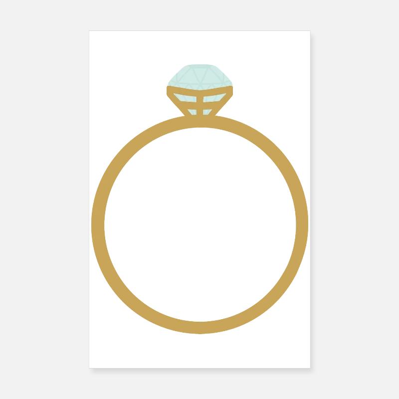 Gold Ring Icon with Diamond Poster 8" x 12" (20x30 cm)