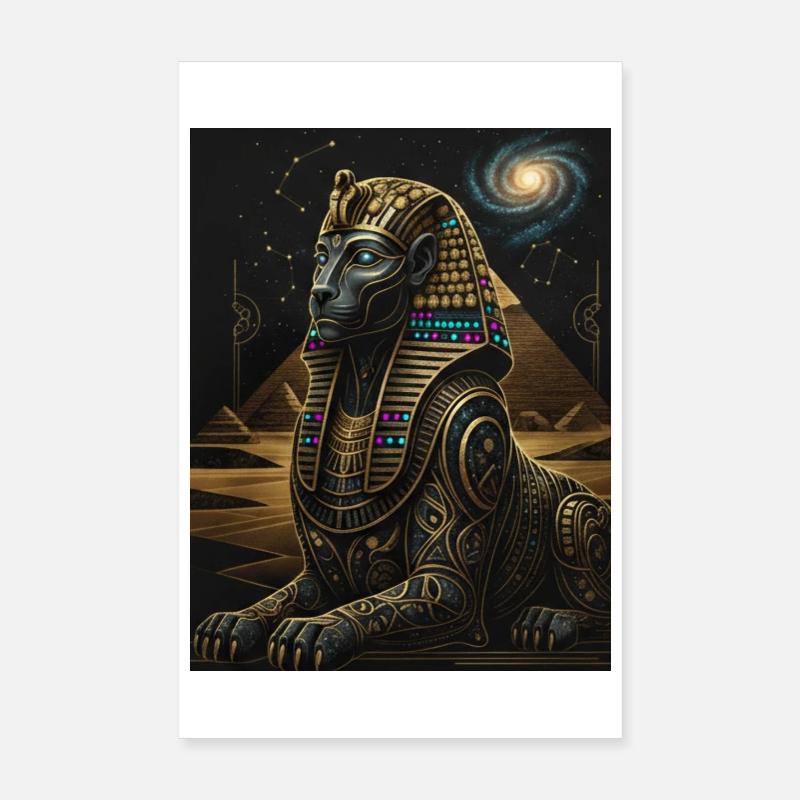 Sphinx Cosmique d’Anubis en or Poster 20 x 30 cm