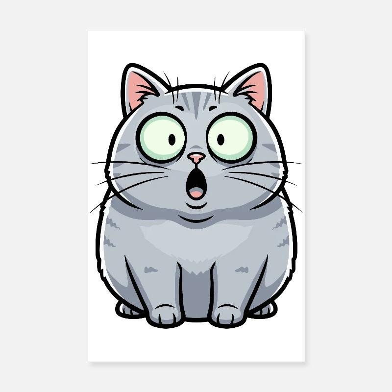 Dessin animé surprise sur le chat Poster 20 x 30 cm