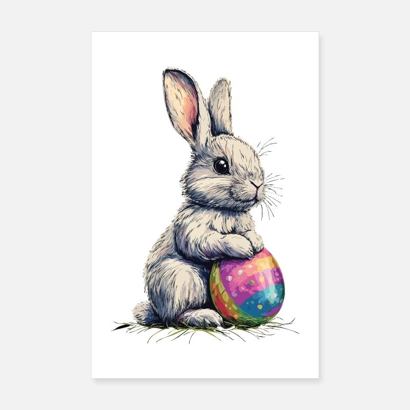 Retro Bunny with Sunglasses Easter Rabbit Ears Poster 8" x 12" (20x30 cm)