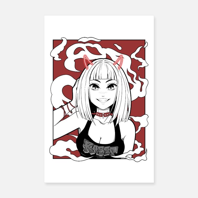 Anime Teufel Mädchen Goth Design Poster 20x30 cm