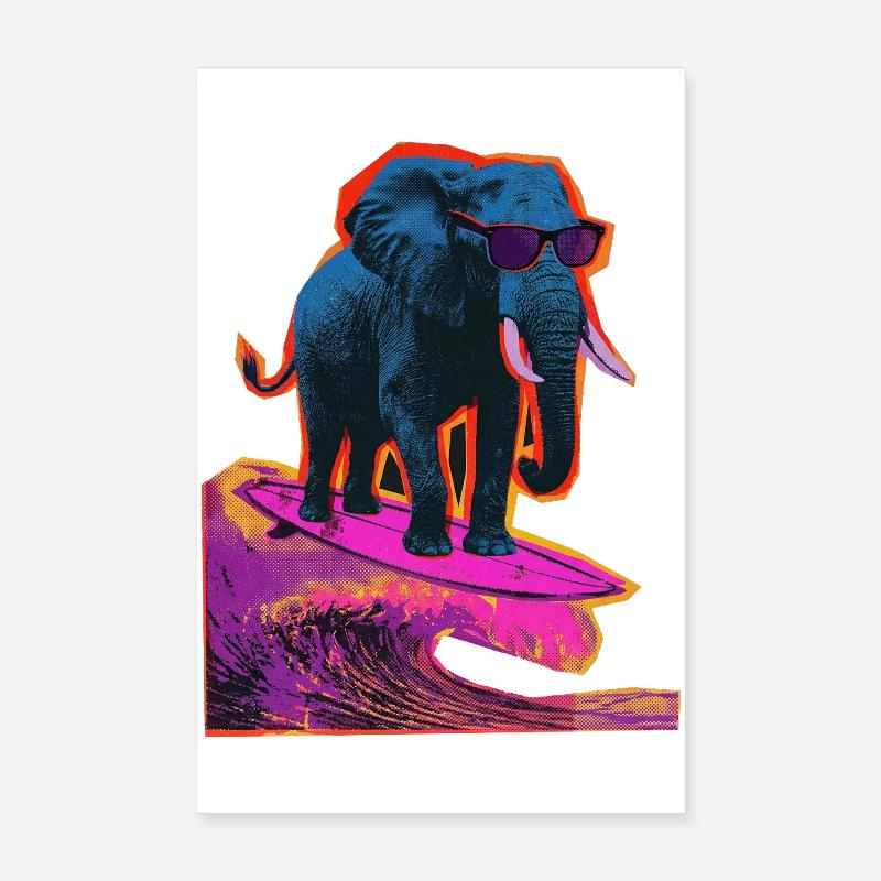 Surf d’éléphant Surf Poster 20 x 30 cm