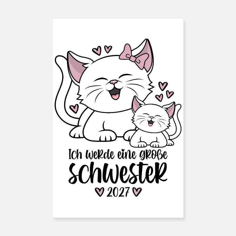 Ich werde eine Große Schwester 2027 Katzen Poster 20x30 cm