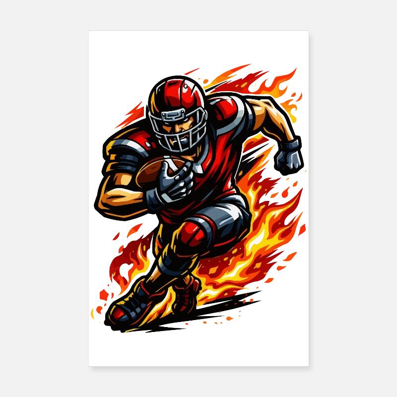 Flammender Footballläufer Poster 20x30 cm