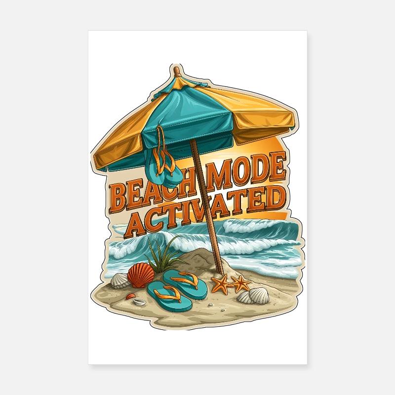 Parapluie de vacances d’été activé en mode plage Poster 20 x 30 cm