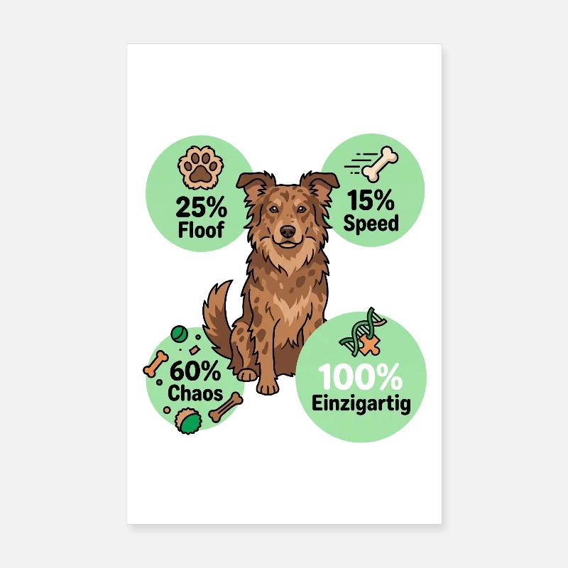 Hunde-DNA: 60% Chaos & 100% Einzigartig Poster 20x30 cm