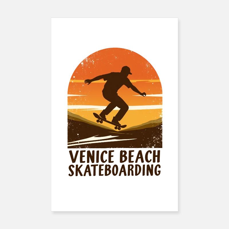 Skateboard au coucher du soleil à Venice Beach Poster 20 x 30 cm