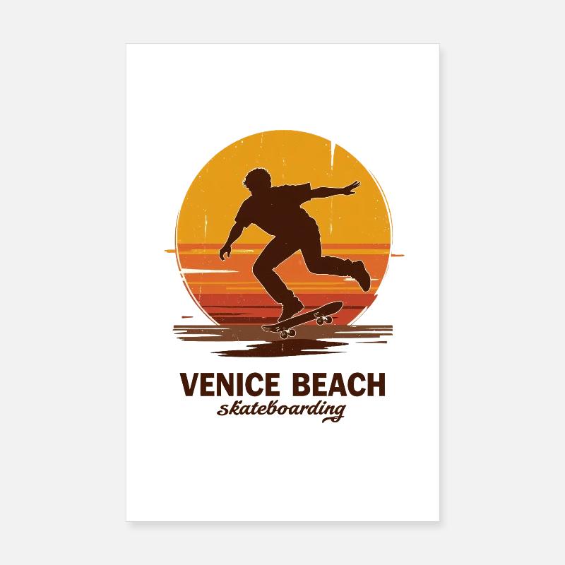 Skateboardeur au coucher de soleil de Venice Beach Poster 20 x 30 cm