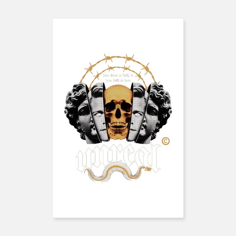 Skull circle with barbed wire Poster 8" x 12" (20x30 cm)