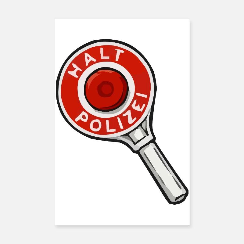 Halt Polizei Abzeichen Illustration Poster 20x30 cm