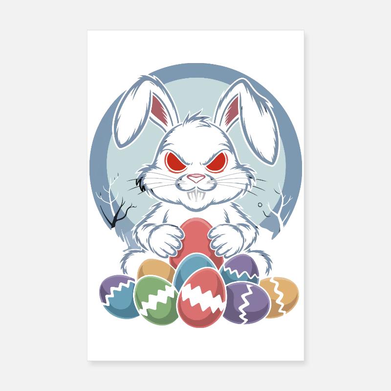 Joyeuse Pâques, douce chasse aux œufs du lapin, œufs de Pâques Poster 20 x 30 cm
