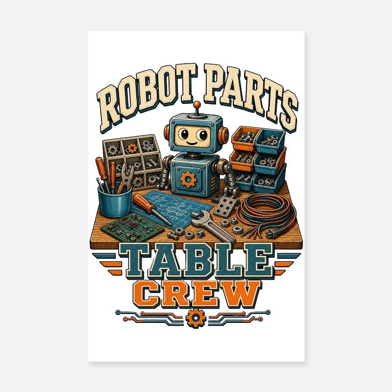 ÉQUIPE DE TABLE DES PIÈCES ROBOTIQUES Poster 20 x 30 cm