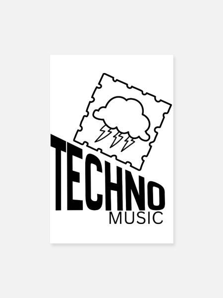 Techno - Poster 20x30 cm - Weiß - Vorne
