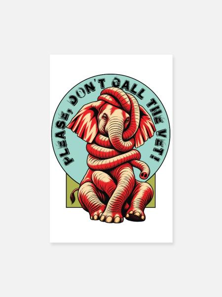 Verknoteter Elefant - Poster 20x30 cm - Weiß