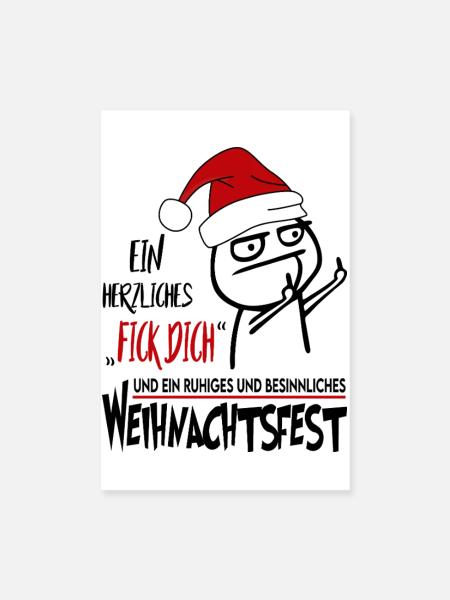 Weihnachten Fick dich Sprüche Santa Claus Fun - Poster 20x30 cm - Weiß - Vorne
