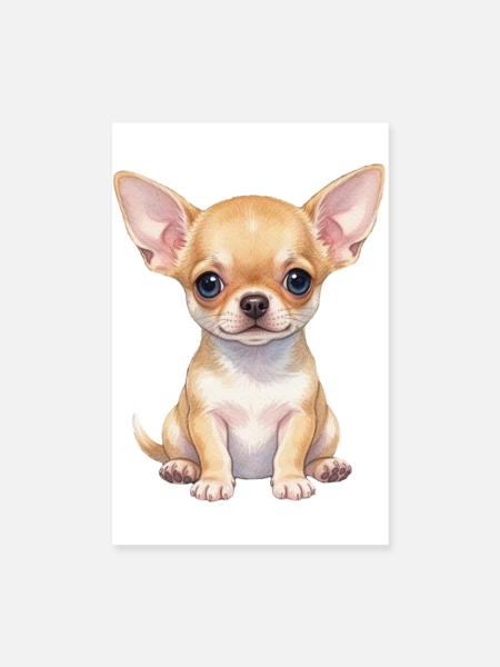 Chihuahua Welpe Hundebaby Geschenkidee - Poster 20x30 cm - Weiß - Vorne