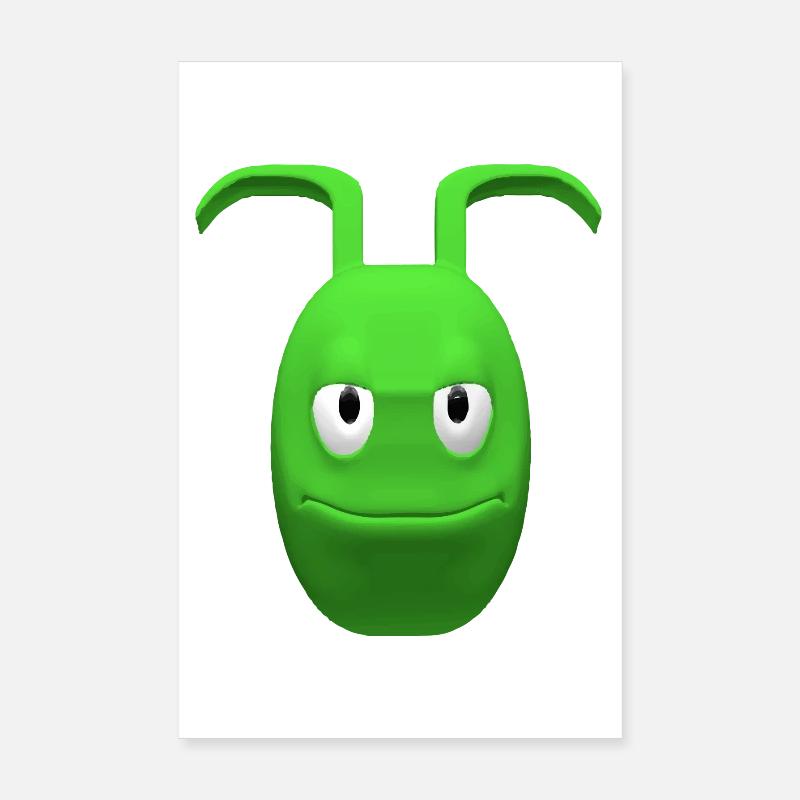Cheerful green alien with antennas Poster 8" x 12" (20x30 cm)