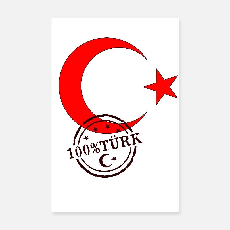 Drapeau turc 100% Türk Poster 20 x 30 cm