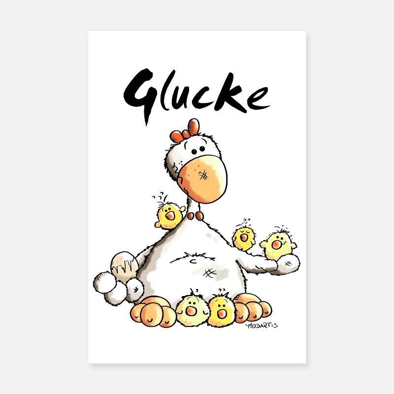 Glückliche Glucke - Poster 20x30 cm - Weiß