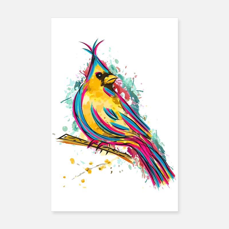 Oiseau coloré - dessin à l'aquarelle - bel oiseau Poster 20 x 30 cm