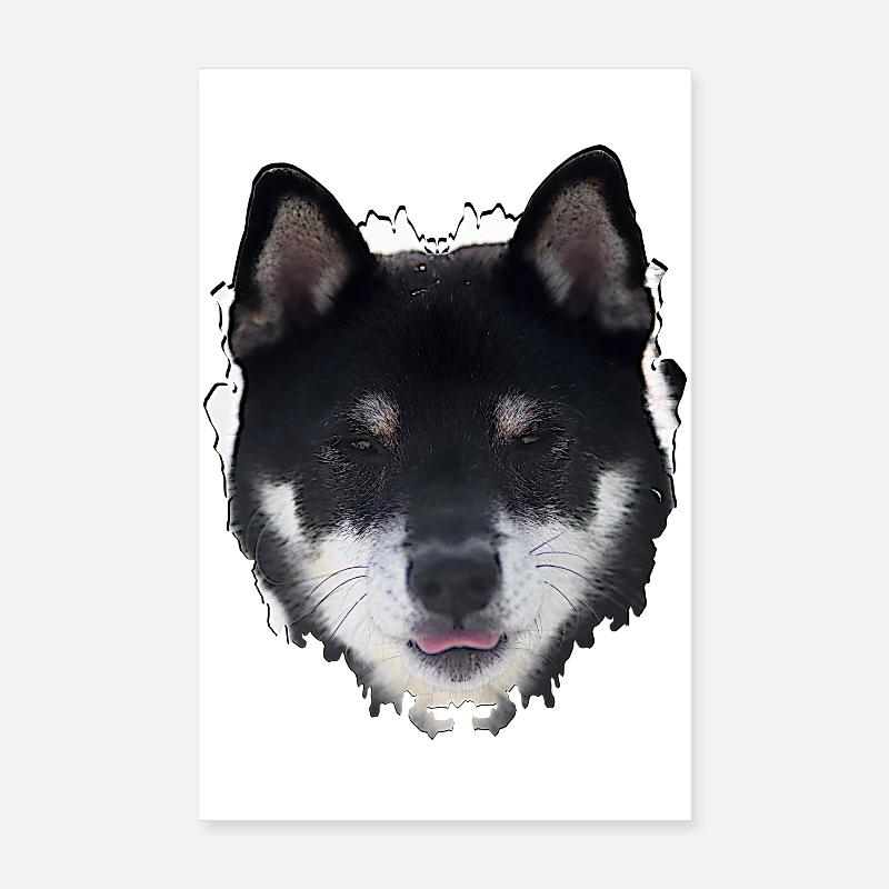 Conception du visage du chien de nuit - Poster 20 x 30 cm - blanc