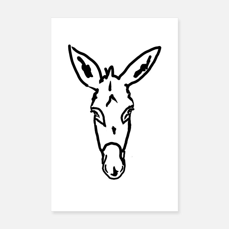 Esel Âne Donkey - Poster 20x30 cm - Weiß