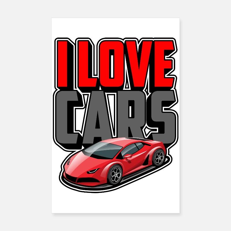 J’adore les voitures Poster 20 x 30 cm
