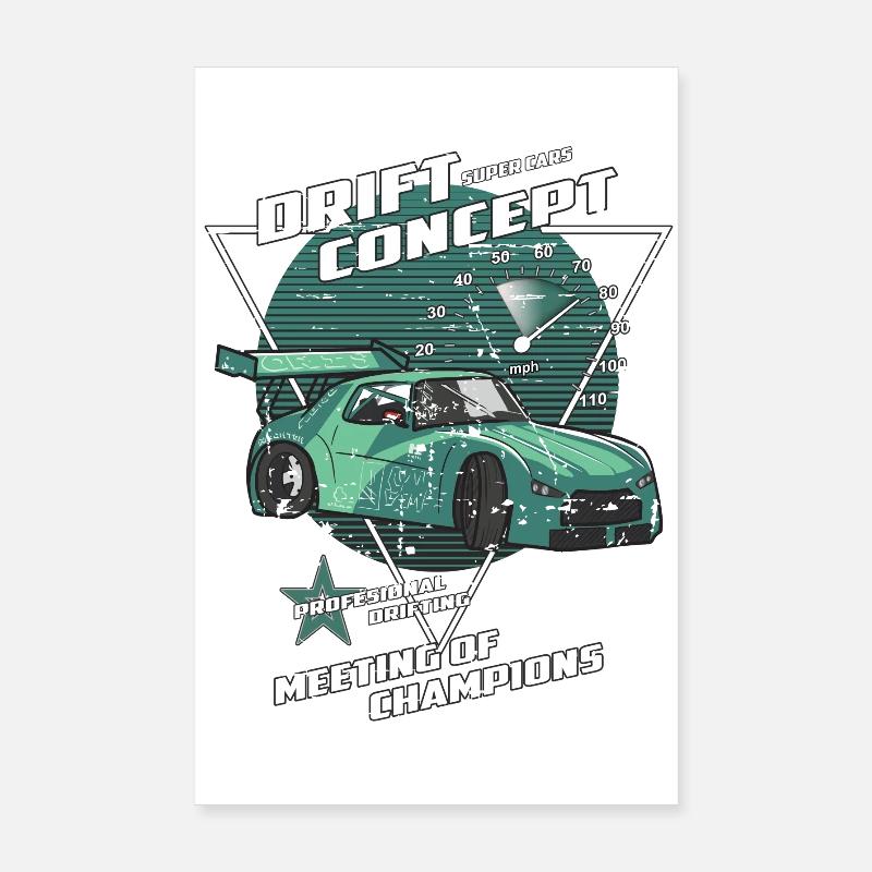 Drift Car Poster 8" x 12" (20x30 cm)